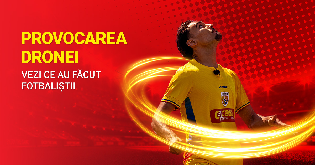 PREMIERĂ ÎN ROMÂNIA: Provocarea Dronei cu fotbaliștii Naționalei!